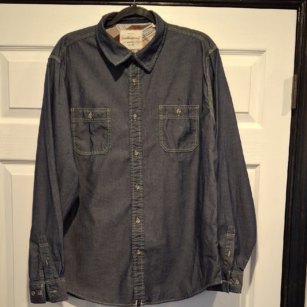 Weatherproof Denim Colored Button-Down Shirt - image 1